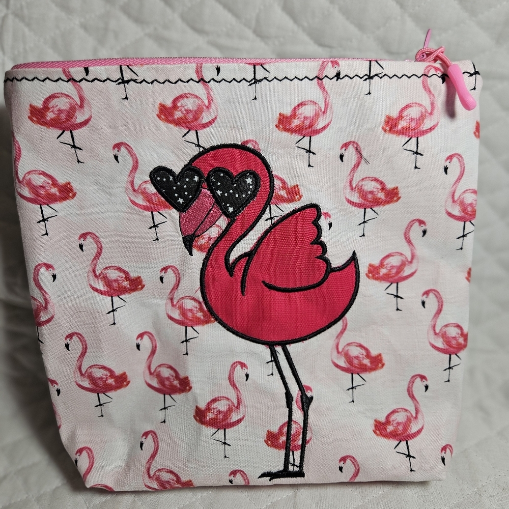 Flamingo Print Pink Pouch